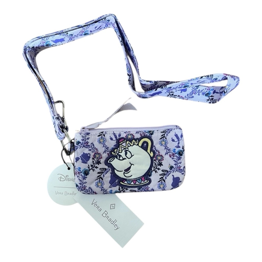 Vera Bradley Disney Zipper Lanyard Mrs. Potts Beauty and The Beast Floral Print